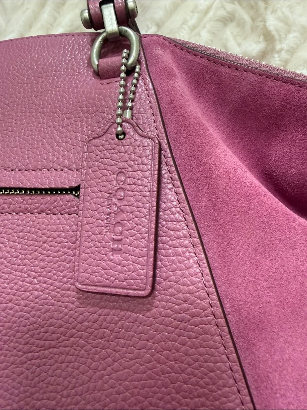 Coach Plum Leather Satchel with Detachable Strap